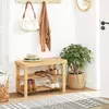SONGMICS Banc à Chaussures 3 Niveaux en Bambou Naturel - L70 cm - Marron