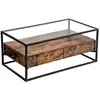 VASAGLE Table basse verre industriel