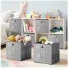 SONGMICS Lot de 6 cubes de rangement pliables gris en tissu non tissés - H30 cm
