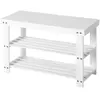 SONGMICS Banc étagère à chaussures à 3 niveaux, Blanc