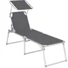 SONGMICS Chaise longue avec pare-soleil, Gris