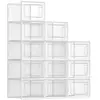 SONGMICS Lot de 18 boîtes à chaussures en plastique transparents empilables
