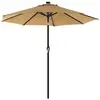 SONGMICS Parasol de jardin Ø3 m avec LED, Taupe