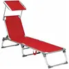 SONGMICS Chaise longue pliable avec dossier, Rouge / 193 x 53 x 31 cm