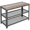 VASAGLE Banc à chaussures à 3 niveaux, Greige + Gris