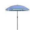SONGMICS Parasol de plage avec sac de transport, Bleu Blanc / Ø 2 m