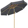SONGMICS Parasol 3 m rond avec mât en bois, Gris