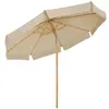 SONGMICS Parasol 3 m rond avec mât en bois, Taupe