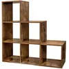 Merkloos / Sans marque Étagère escalier avec compartiments ouverts, Marron Rustique / 97,5 x 29 x 97,5 cm