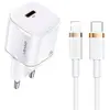Usams ad. Réseau. 1Xusb-C T36 Mini 20W + câble Usb-C-Lightning Blanc/B...
