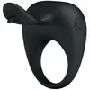 Pretty Love - Anneau pénien vibrant avec langue en silicone - Noir