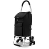 VOUNOT Chariot de courses pliable monte escalier aluminium noir