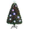 COSTWAY Sapin de Noël artificiel LED 120cm avec fibre optique changean...