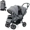 COSTWAY Poussette Double Pliable pour Jumeaux Auvent Capote Réglable C...