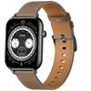 Montre connectée COLMI C28   noire avec un bracelet en cuir marron