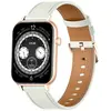 Montre connectée COLMI C28 dorée avec bracelet en cuir blanc