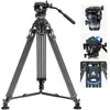 Neewer Carbon Fiber One-Step Video Tripod With Adjustable Damping Flui...