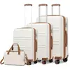 Set de 4 Valises - Kono - Rigide - 4 Roulettes - Serrure TSA - Crème