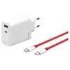 OnePlus Chargeur Secteur 120W Double Port USB et USB C avec Câble 1m Blanc