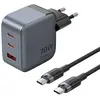 Vention Chargeur Mural Fjah0-eu Usb-c/a/hdmi Gan 60w/5w/4k@ Usb-a Et U...