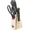 RENBERG BONN - Ensemble de 6 pièces en acier inoxydable noir - comprend 4 couteaux : éplucheur, couteau utilitaire, couteau à désosser et couteau à fileter - ciseaux et bloc de couteaux