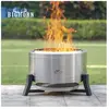 Foyer sans fumée BIGHORN, Bol en Acier Inoxydable, Base Noire