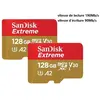2PCS Carte Mémoire Micro SDXC TF carte SanDisk Extreme 128Go A2 lectur...