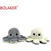 Peluche douce pieuvre réversible beige et grise BOLAKER®