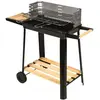 Barbecue à charbon CALABRIA - Grille de cuisson en acier chromé - Surface de cuisson : 49 x 28 cm - Noir