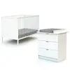 Lit Bébé et Commode Blanc - WEBABY - Sommier réglable 3 hauteurs