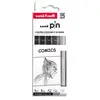 5 feutres Pin Comics pointe fine calibrée noire 0,7 - 1 mm Uni Ball