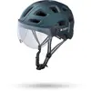 Casque urbain cairn quartz transparent visor led usb bleu
