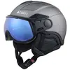 Cairn Helios Leather Evolight NXT - Casque ski avec visière Metallic Silver 55-57 cm