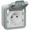 Legrand - Prise avec terre Plexo apparent - Volet Ip 55 Ouverture Auto - Gris