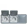 Legrand prises de courant 2x2p+t avec obturateurs horizontaux plexo gris