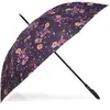 Isotoner - Parapluie Canne Auto Fleurs Aubergine