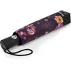 Isotoner - Parapluie Auto Fleurs Aubergine