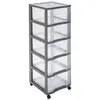 Tour de rangement en plastique 5 tiroirs avec roues SUNDIS TAG TOWER XL