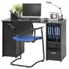 SIMMOB Bureau Noir 2 Caissons à Rideau 120 cm - Noir - L 120 x l 65 x H 74 cm