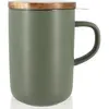 OGO LIVING Tisanière grès avec couvercle en bois - 475ml - Vert amande