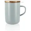 OGO LIVING Tisanière grès avec couvercle en bois - 475ml - Gris perlé