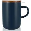 Tisanière - OGO LIVING - Tisanière en grès - 475ml - Couvercle en bois - Bleu