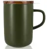 OGO LIVING Tisanière grès 475ml vert olive avec couvercle bois