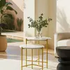 Now's Home Set de 2 tables basses effet marbre et pieds en métal