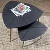Now's Home Lot de 2 tables gigognes finition bois et pieds en métal doré