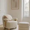 Now's Home Fauteuil en bouclette écru et structure en bois