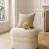 Now's Home Pouf en bouclette écru et structure en bois