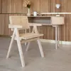 Now's Home Chaise de bureau en bois de pin et canage beige