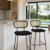 Now's Home Lot de 2 chaises de bar en bois et velours noir