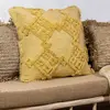 Now's Home Coussin en coton jaune avec franges 45cm